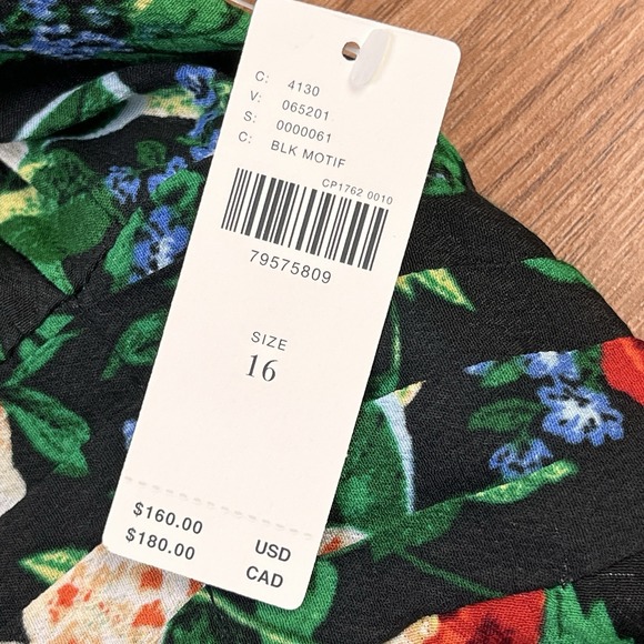 Anthropologie Lacy V-Neck Black Floral Mini Dress Long Sleeve Size 16 NEW - Picture 6 of 11